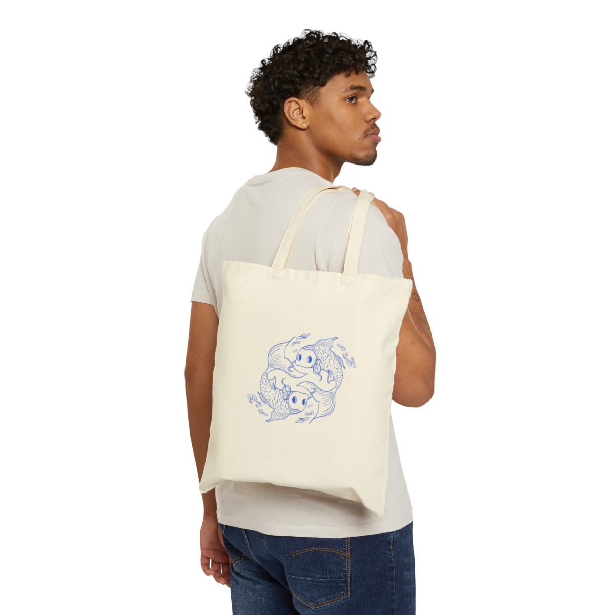 Plain Pisces Canvas Tote Bag - Image 3