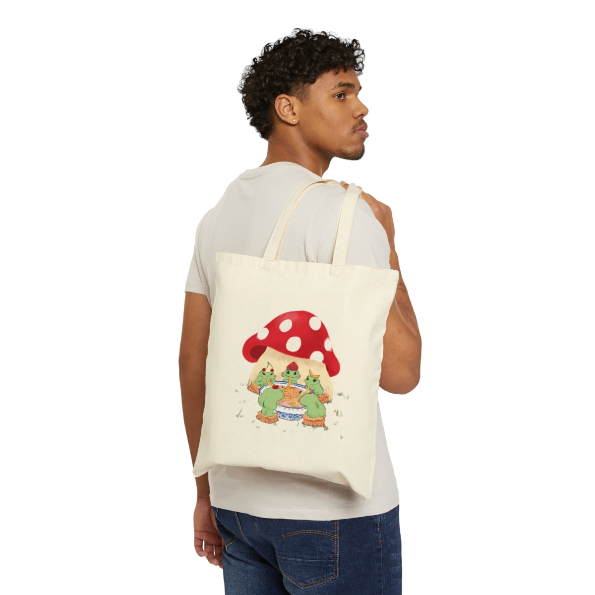 Mushroom Fruitful Frogs Canvas Tote Bag - Image 3