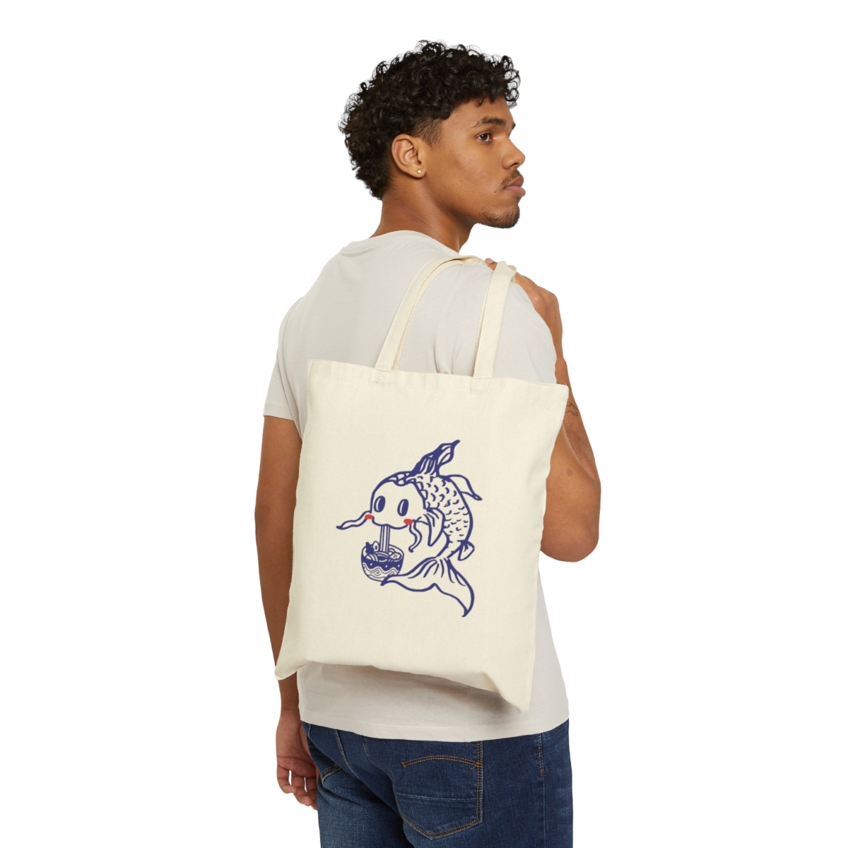 Plain Noodle Koi Canvas Tote Bag - Image 3